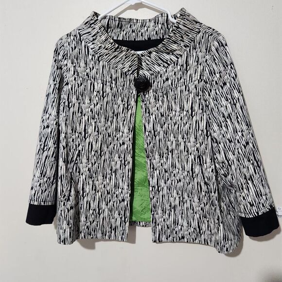 Anthrocite Jackets & Blazers - Anthrocite Blazer Size 10 White And Black Lined Green One Front Button.